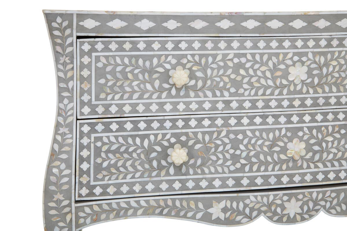 Artisan Floral Inlay Drawer Chest