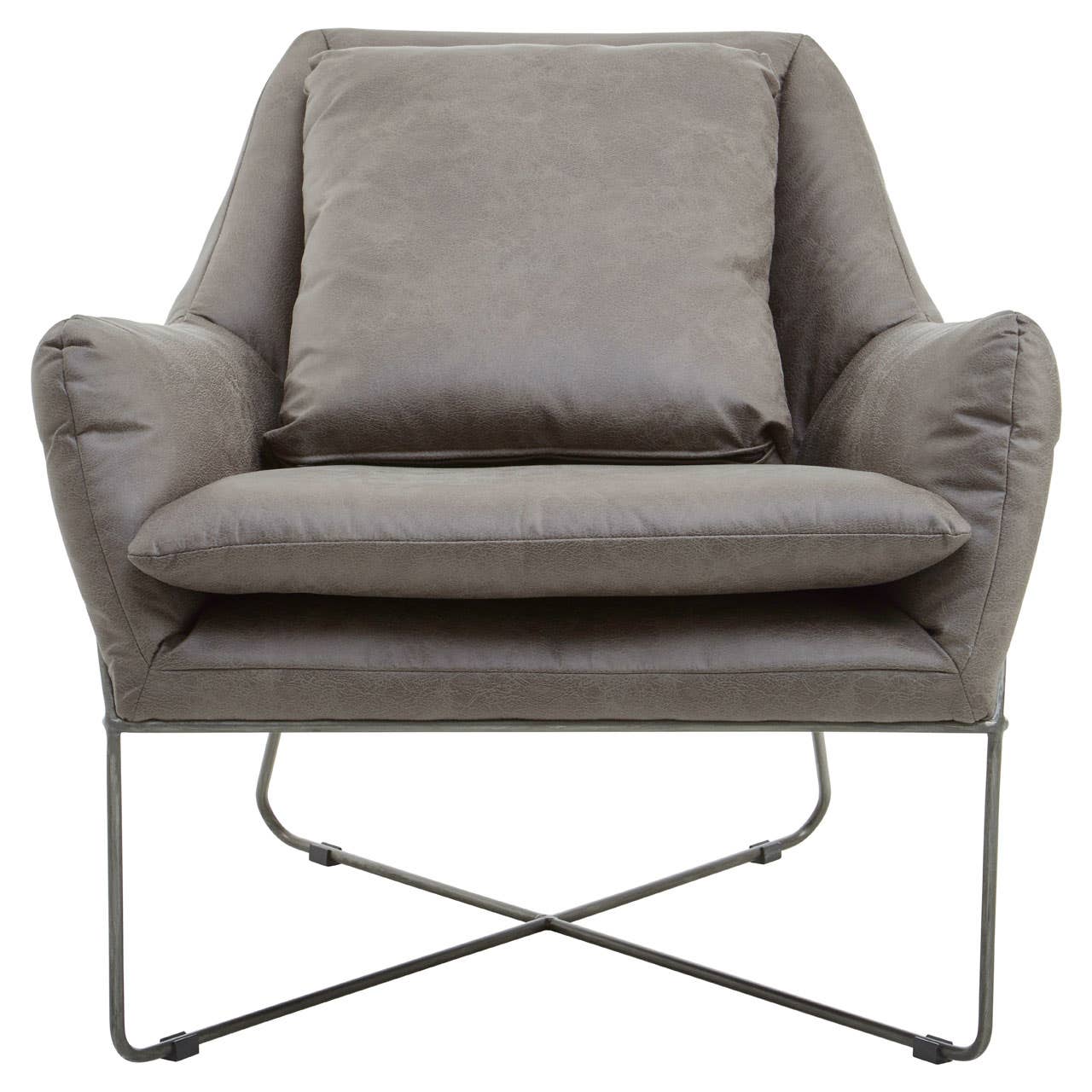 Modern Grey Leather Accent