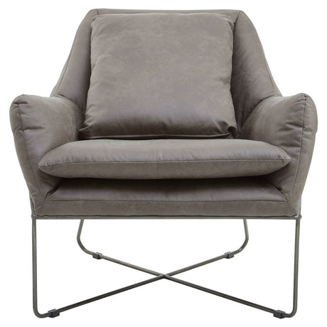 Modern Grey Leather Accent