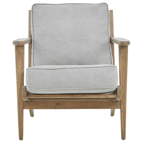 Oak Frame Grey Linen Chair