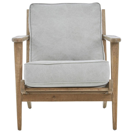 Oak Frame Grey Linen Chair