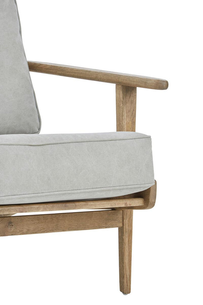Oak Frame Grey Linen Chair