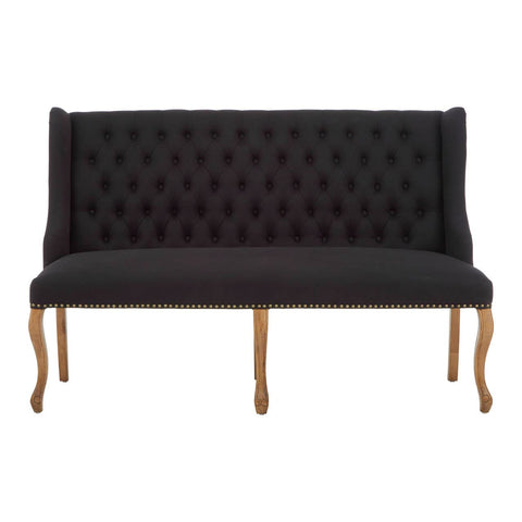 Luxe Black Linen Bench