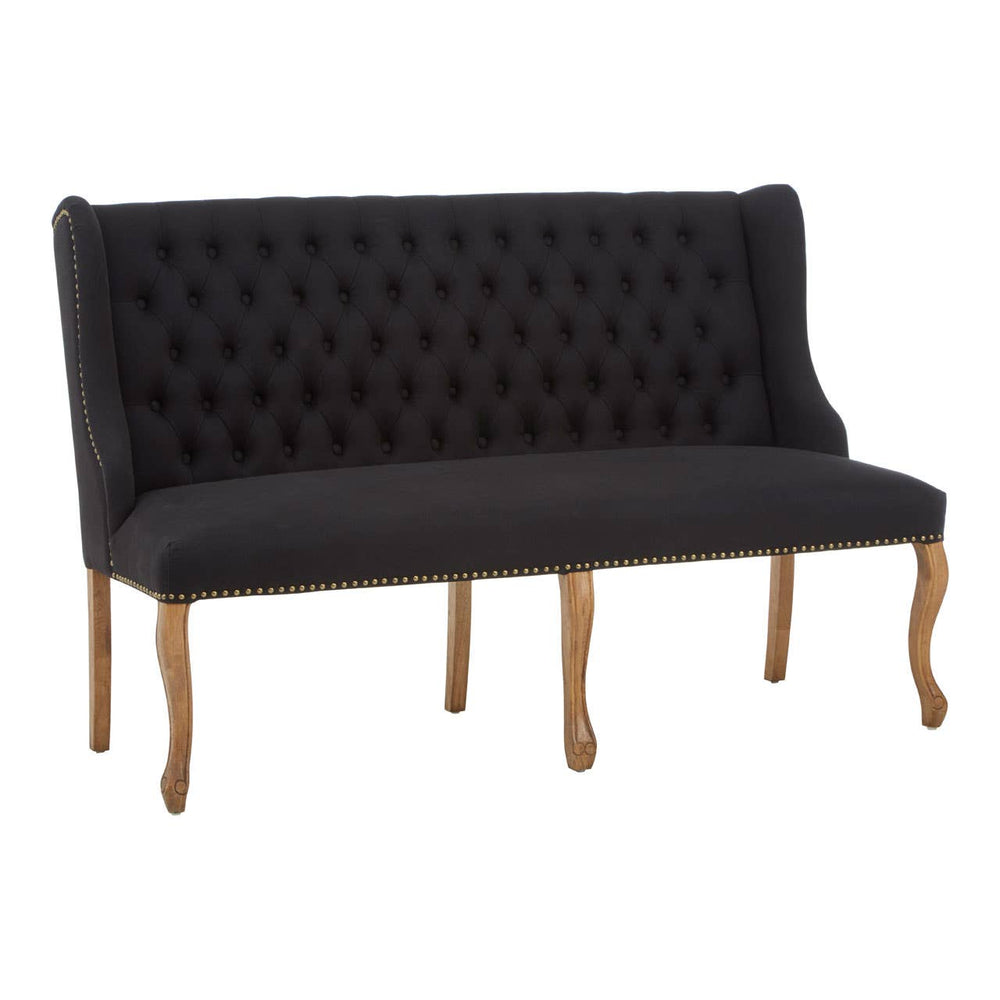 Luxe Black Linen Bench
