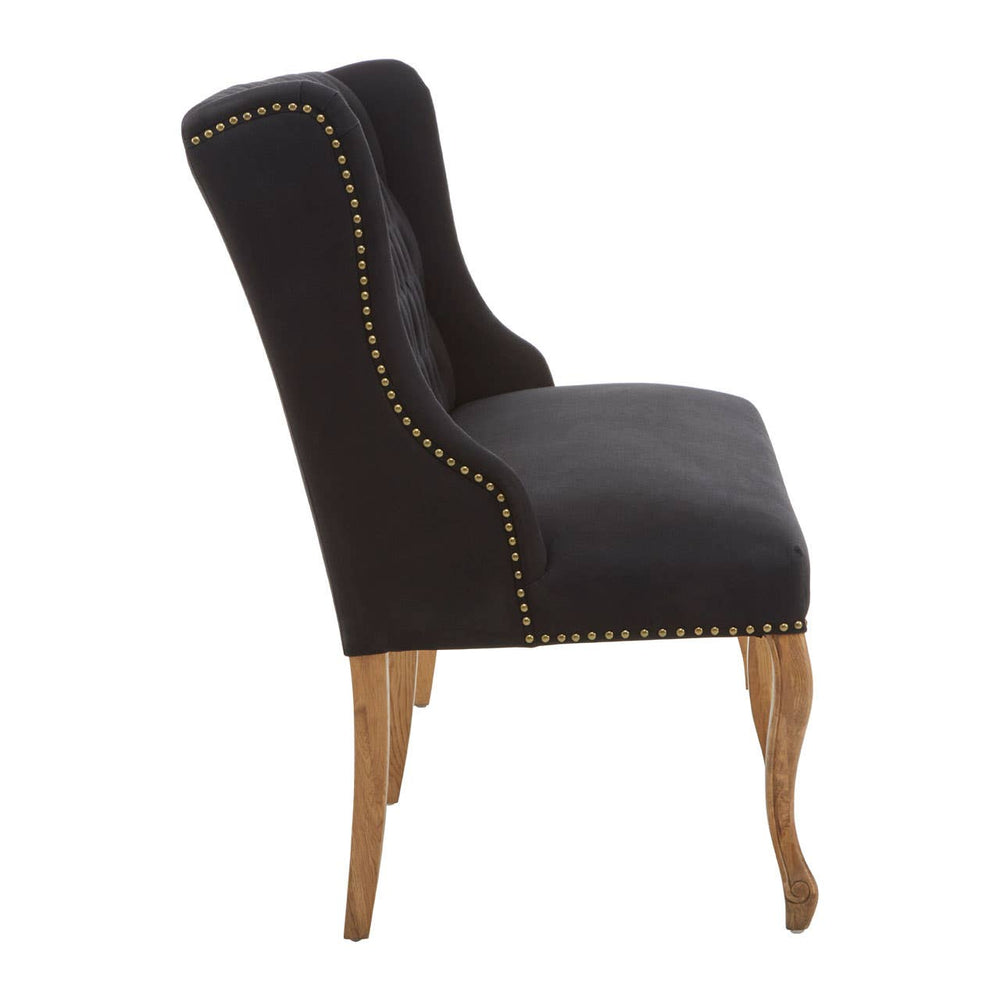 Luxe Black Linen Bench