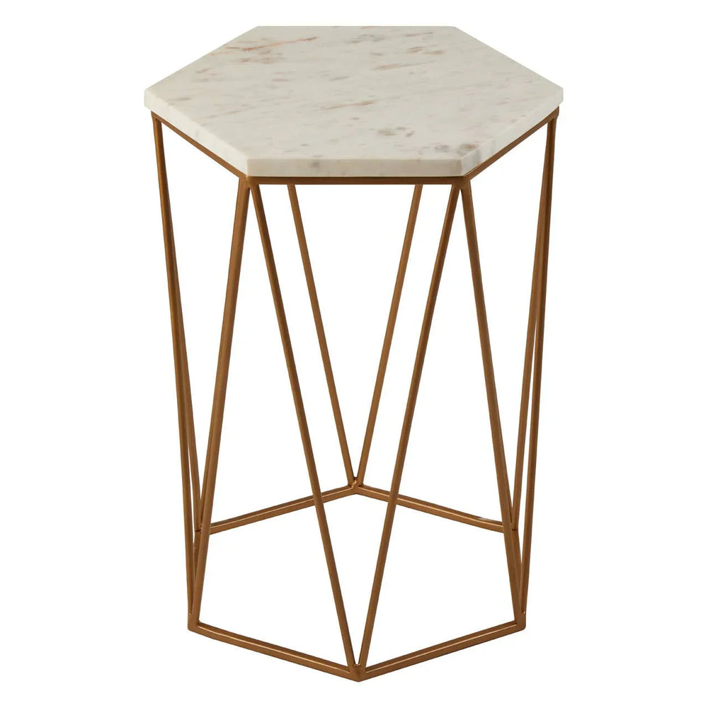 Golden Marble Hexagon Side Table