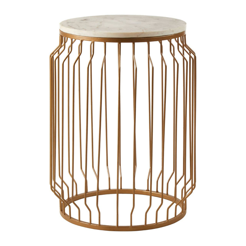 Golden Wireframe Marble Side Table