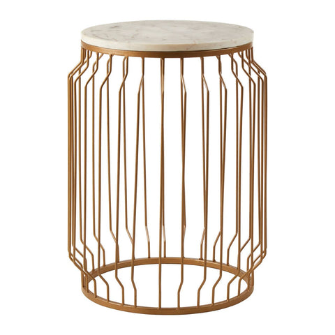 Golden Wireframe Marble Side Table