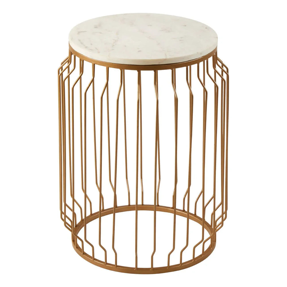 Golden Wireframe Marble Side Table