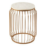 Golden Wireframe Marble Side Table