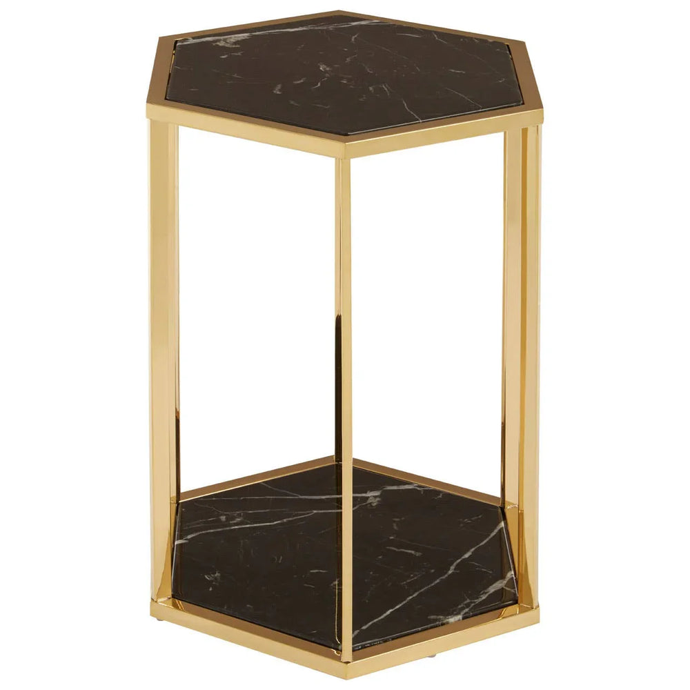 Opulent Gold Marble End Table