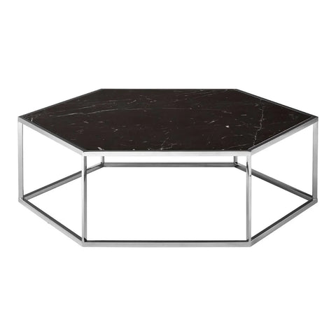 Silver Hexagon Marble Coffee Table