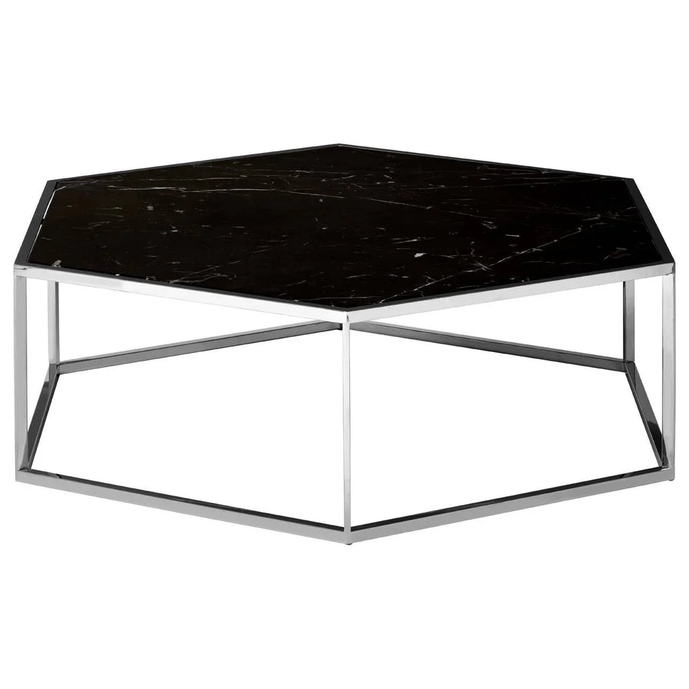 Silver Hexagon Marble Coffee Table