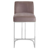 Luxe Grey Velvet Bar Stool