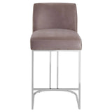 Luxe Grey Velvet Bar Stool