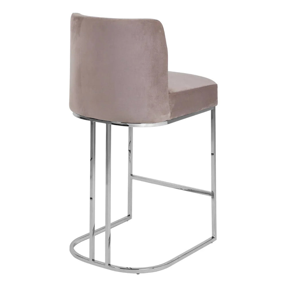 Luxe Grey Velvet Bar Stool
