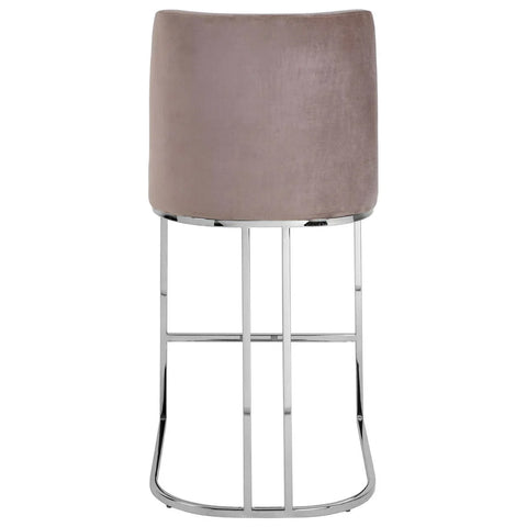 Luxe Grey Velvet Bar Stool