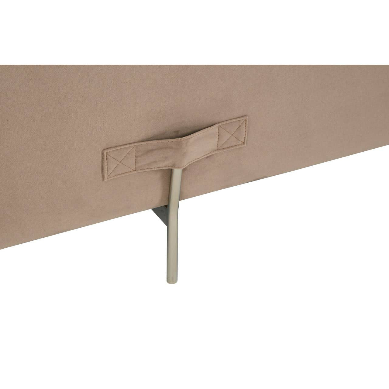 Ivory and mink two-seater sofa featuring a sleek design with soft upholstery, showcasing a minimalist style and sturdy wooden legs. The sofa's clean lines and neutral color palette make it a versatile addition to any living space