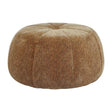 Round pouffe with a soft, textured surface featuring a leopard print pattern in shades of brown and tan, designed for versatile seating or as a decorative accent in home decor