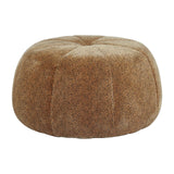 Round pouffe with a soft, textured surface featuring a leopard print pattern in shades of brown and tan, designed for versatile seating or as a decorative accent in home decor