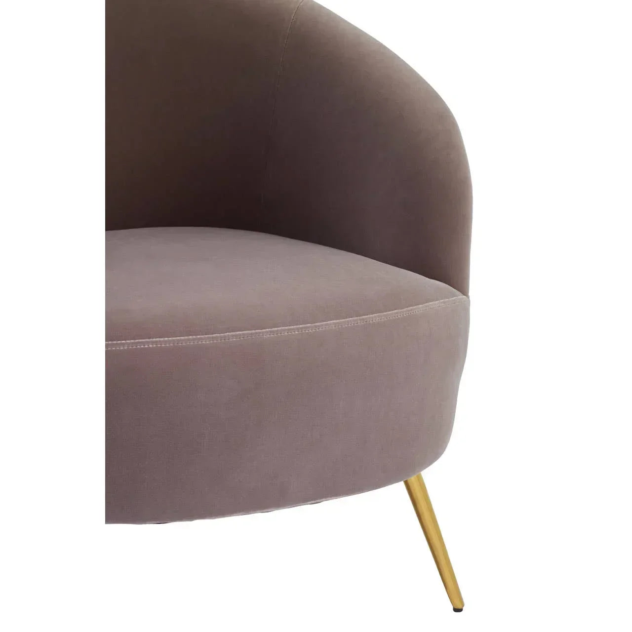 Velvet accent chair with curved back and gold metal leg