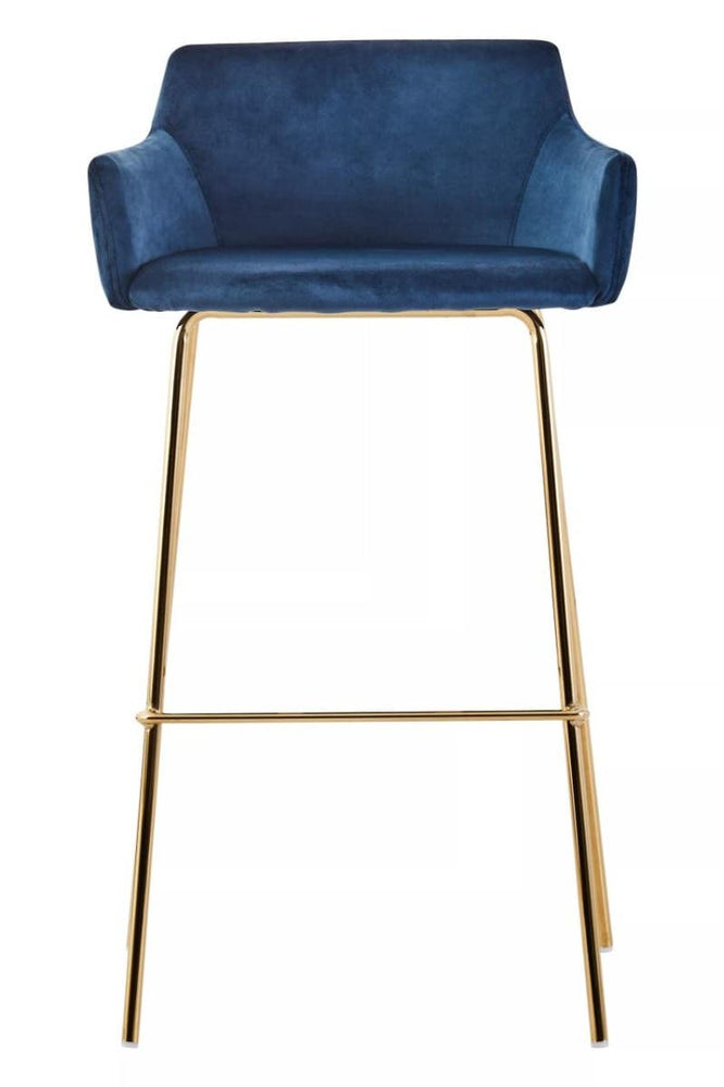 Luxe Blue Velvet Bar Chair