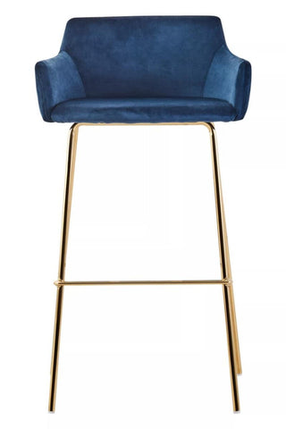 Luxe Blue Velvet Bar Chair