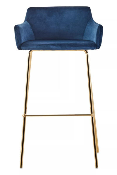 Luxe Blue Velvet Bar Chair