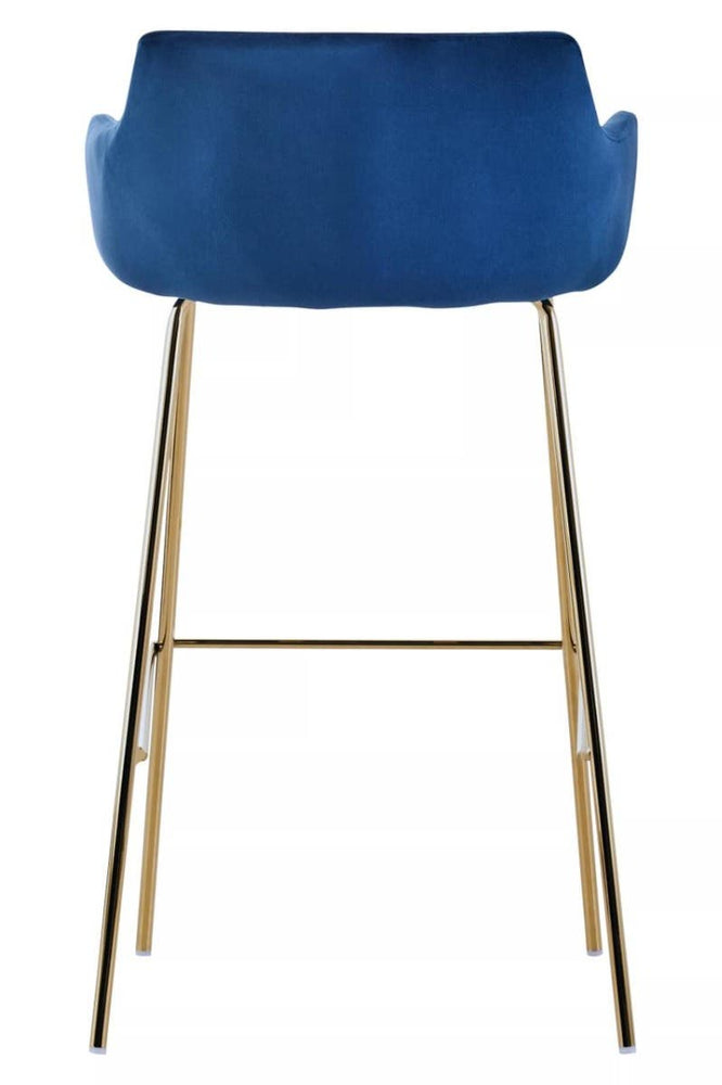 Luxe Blue Velvet Bar Chair