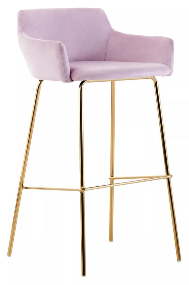 Luxe Pink Velvet Bar Chair