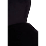 Close-up of black velvet chair backrest and seat upholstery