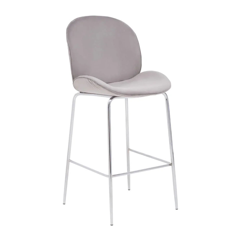Tamzin Mink Velvet Chrome Finish Bar Chair