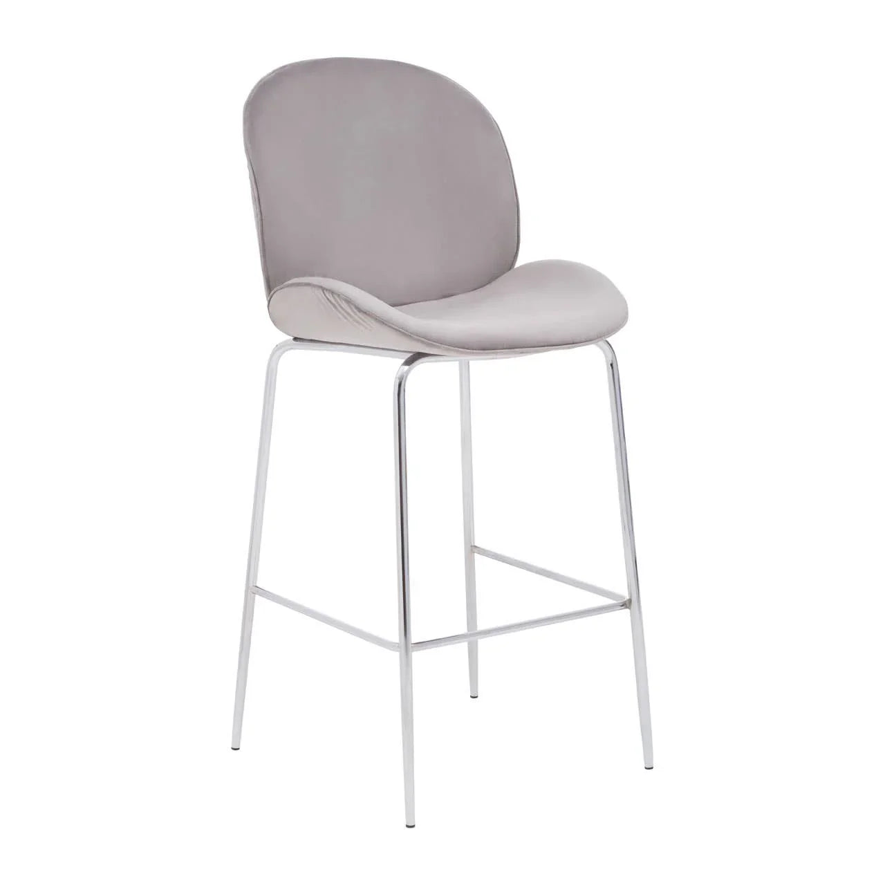 Tamzin Mink Velvet Chrome Finish Bar Chair