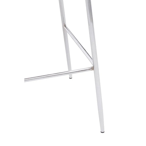 Chrome bar stool legs with metal footrest on white background