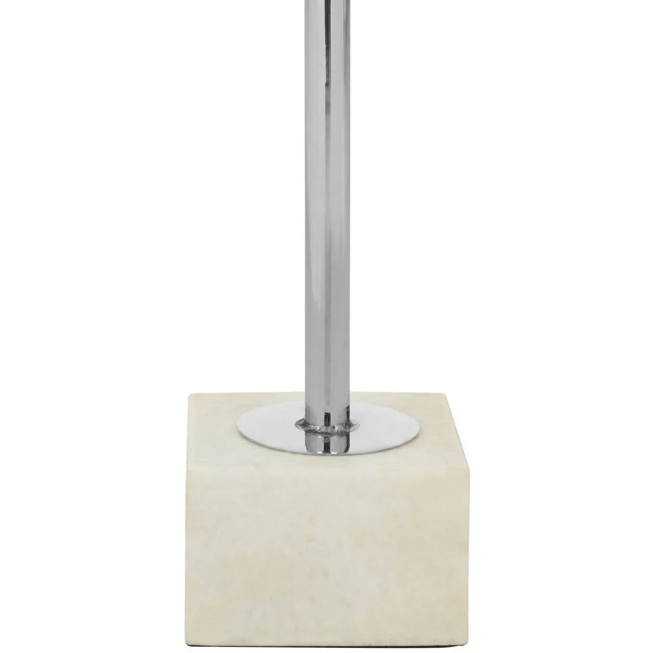 Chrome lamp stand with marble square base, close detail view