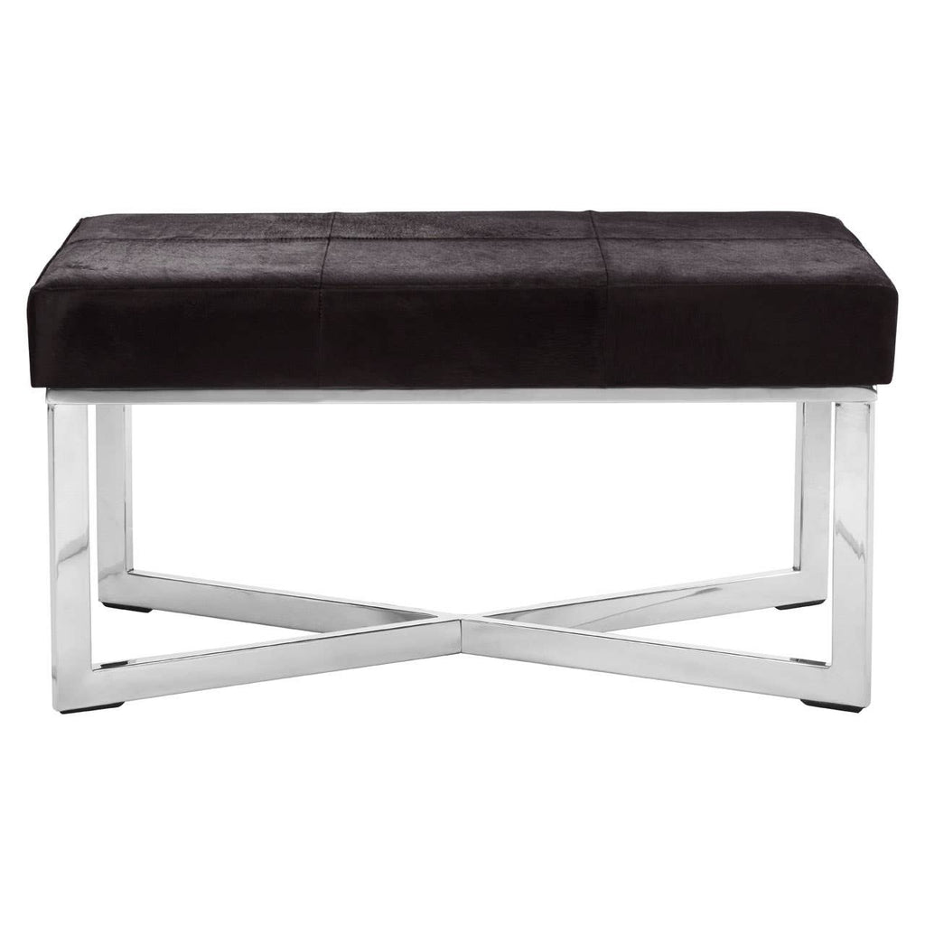 Luxe Black Leather Bench