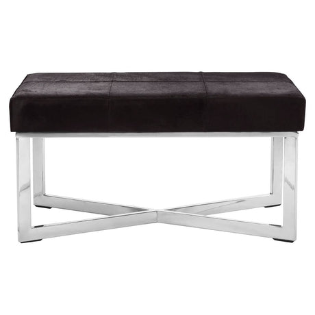 Luxe Black Leather Bench
