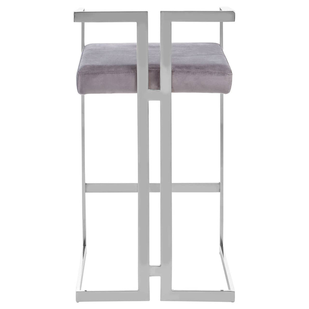 Luxe Grey Velvet Bar Stool
