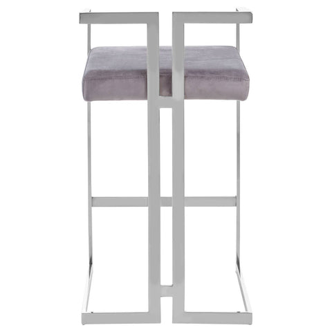 Luxe Grey Velvet Bar Stool