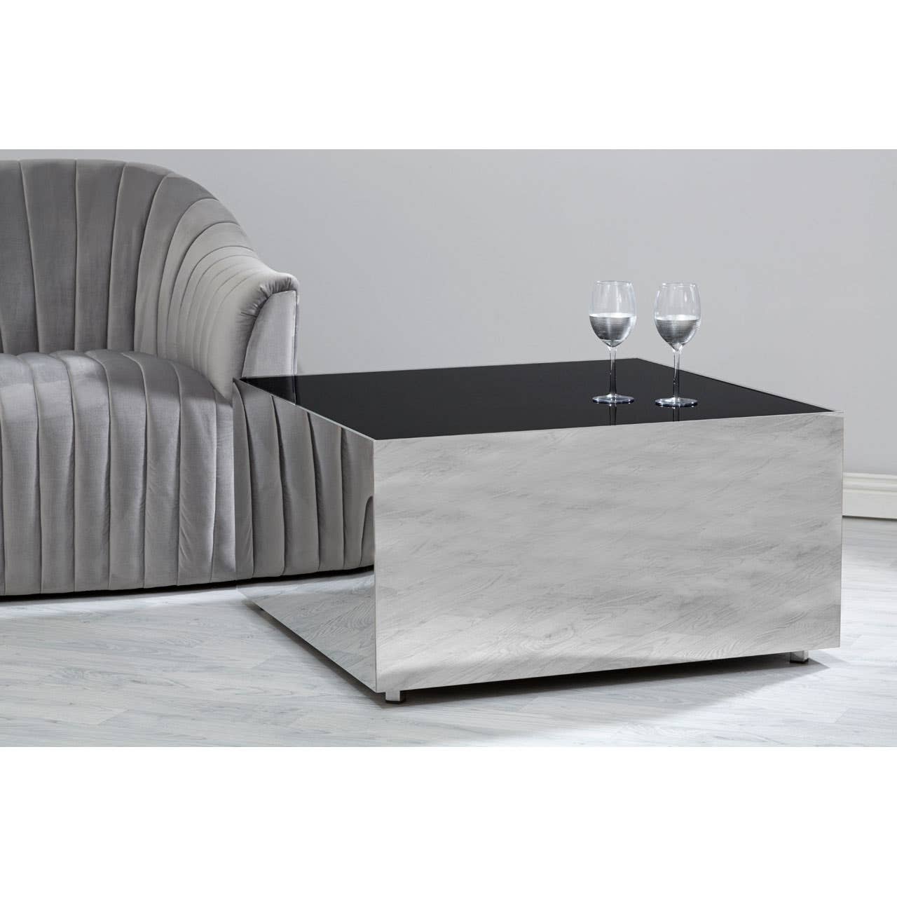 Chrome Finish Glass Coffee Table
