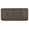 Luxe Walnut Sideboard with Brass Accents - Shagreen Textured Doors