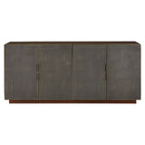Luxe Walnut Sideboard with Brass Accents - Shagreen Textured Doors