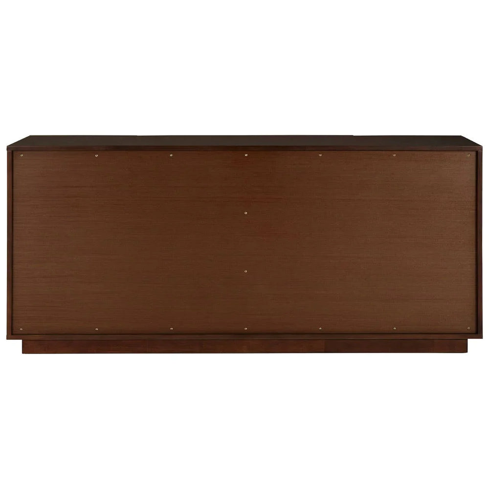 Luxe Walnut Sideboard with Brass Accents - Shagreen Textured Doors