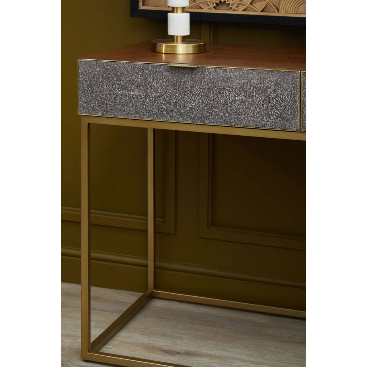 Golden Shagreen Console Elegance