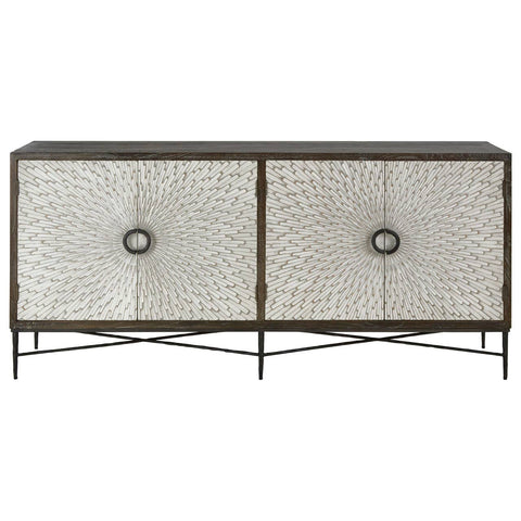 Milan Silver Starburst Recycled Elm Wood Sideboard