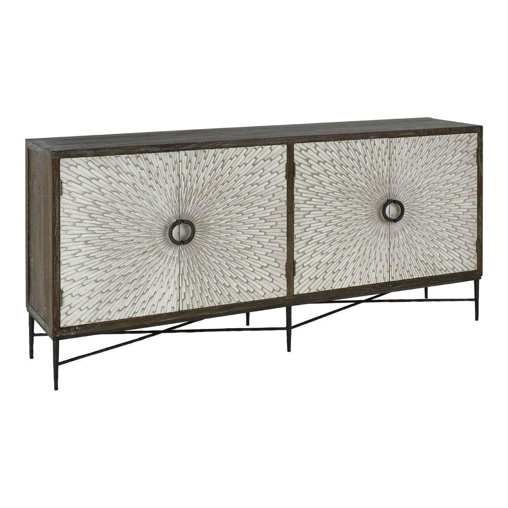 Milan Silver Starburst Recycled Elm Wood Sideboard