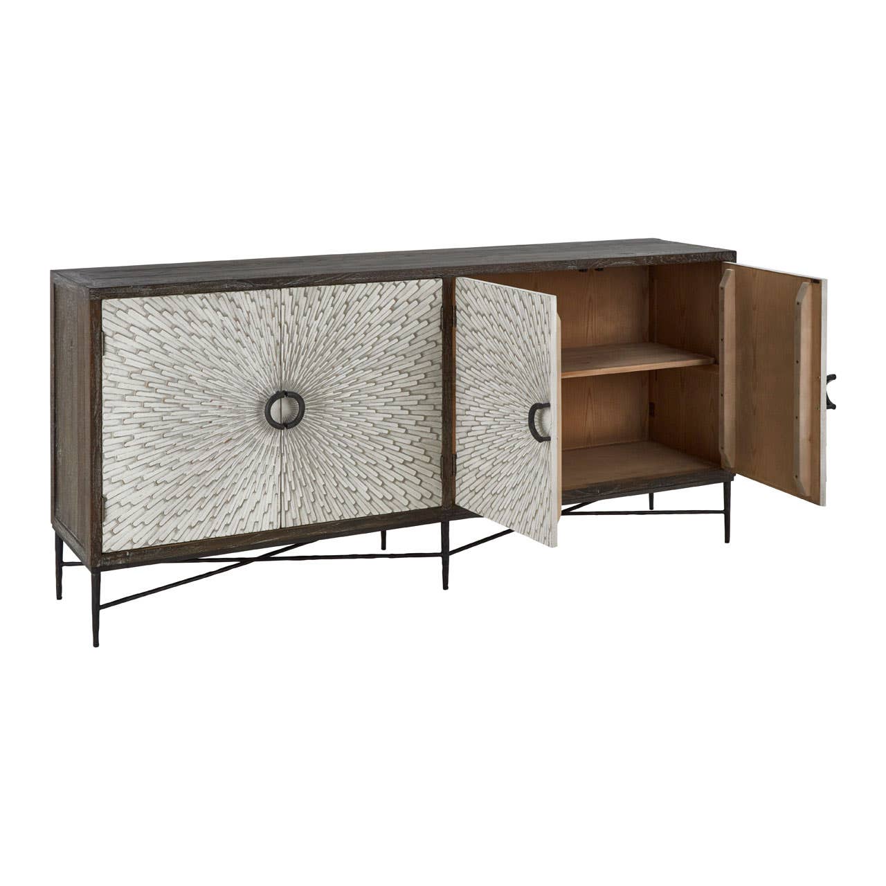 Milan Silver Starburst Recycled Elm Wood Sideboard
