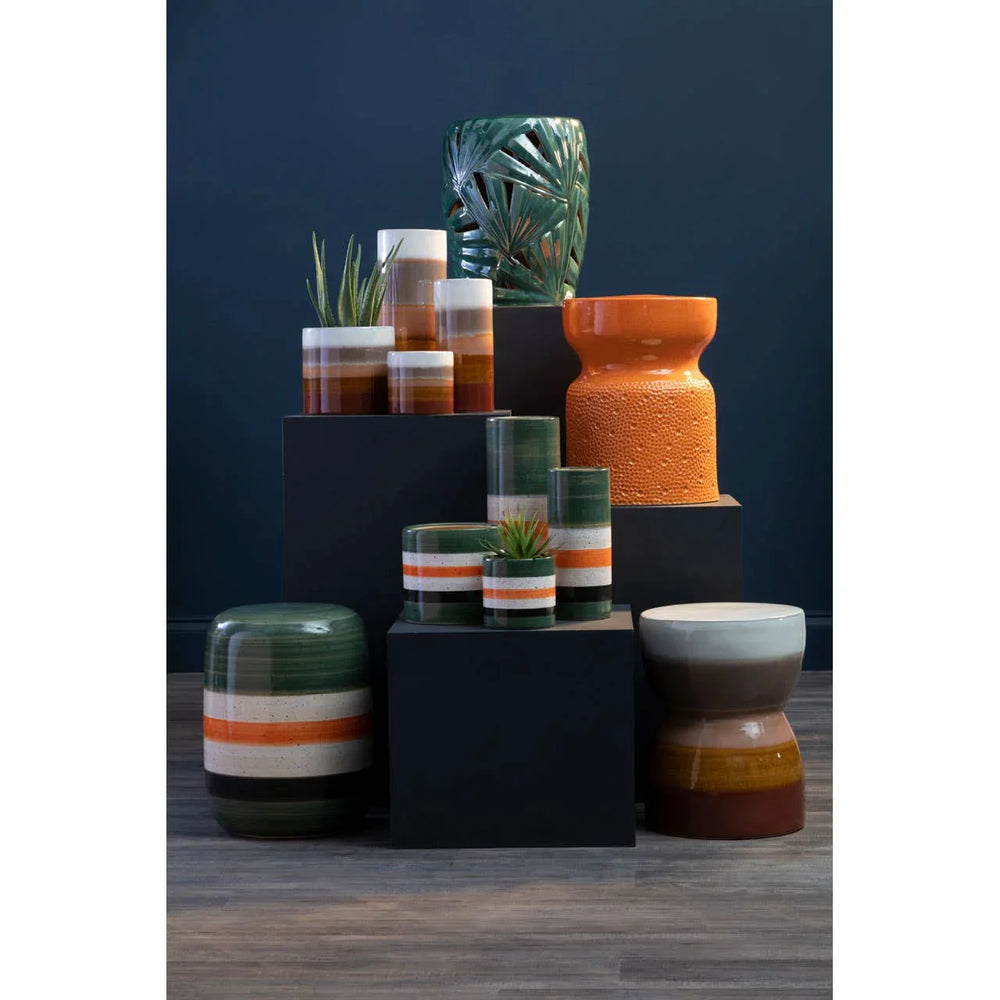 Green Ceramic Tropical Leaf Table