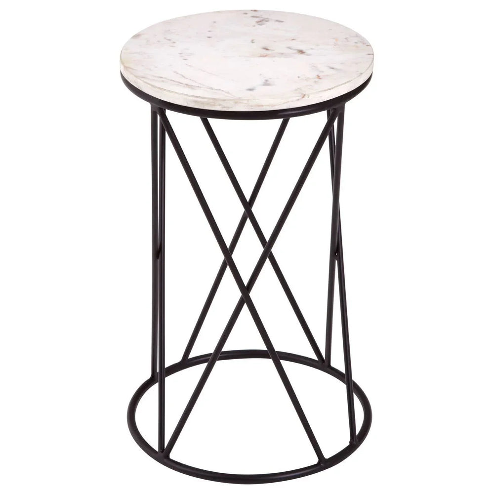 Marble Iron Cross Side Table