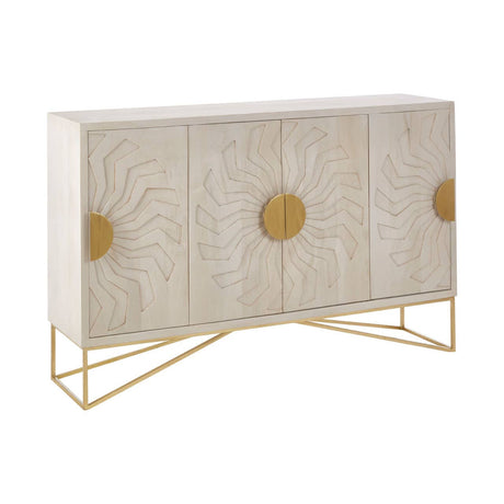Boho Chic Mango Wood Sideboard with Tribal Carvings